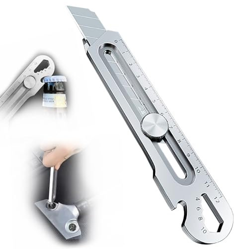 dellyy Cutter Profesional, Cúter Universal Retráctil, Cúter Profesional, Cutter Manualidades, Cuters Profesionales de Seguridad, Cuchillos Multiusos Portátiles Retractil (Plata)
