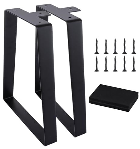 ZOFUN 2 Pcs Coffee Table Legs, 40 cm/16 inch Furniture Legs, Trapezoidal Tall Metal Leg for Home Office Table Desk Furniture Replacement, Black