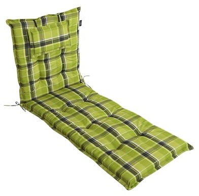 LILENO HOME Mar 1 cuscino per lettino a rotelle e sdraio da spiaggia, verde a quadri, cuscino imbottito per lettino da giardino (188 x 60 x 8 cm)