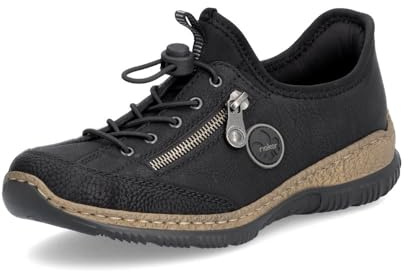 Rieker Damen Low-Top Sneaker N3267, Frauen Halbschuhe,Turnschuhe,Laufschuhe,straßenschuhe,Strassenschuhe,Sportschuhe,schwarz (01),38 EU / 5 UK