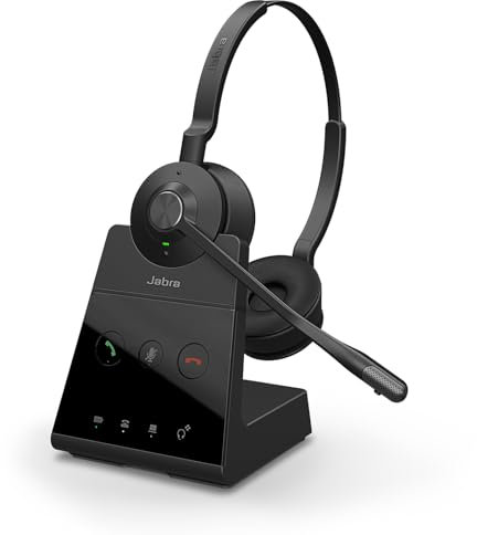 Jabra Engage 65 SE Schnurloses Stereo-Headset für professionelle Anrufe, DECT-Sicherheit, 13-Stunden-Akku, ganztägiger Basis, Netzteil, USB-C-Kabel, Kompatibilität der Meeting App
