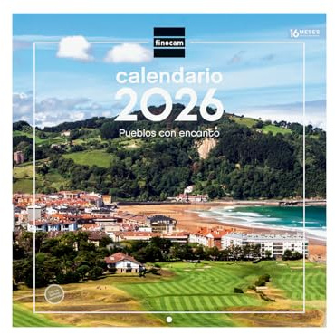 Finocam - Wall Calendar 2026 30x30 cm Month View January - December 2026 + Sep.- Dec. 2025 (4 months) reduced | Calendar 2026 | Charming Villages Images - English