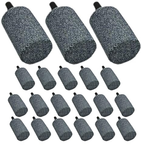 Abaodam Piedras Aireadoras para Acuario 20 Piezas Difusor de Burbujas Cilíndrico Negro Piedra Difusora de Oxígeno para Peceras Compatible Bombas de Aire Mejora Circulación y