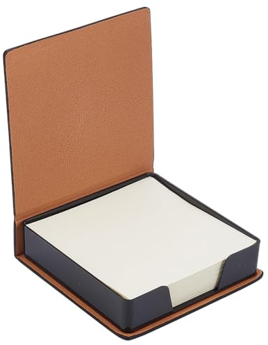 CALFOVERA Portablocco in Pelle PU da 10.6 x 10.2cm con 160 Fogli di Carta Custodia per Biglietti da Visita Blocco Note Organizer per Scrivania Casa Ufficio Libri Quaderni (Nero)
