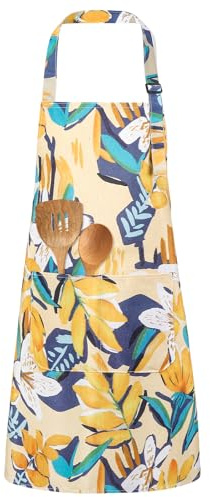 saerryor Floral Apron for Women Adjustable Waterproof Apron with 2 Pockets | Flower Pattern, Cooking Apron, Baking Apron, Vintage Aprons, Gardening Apron, Ladies Apron