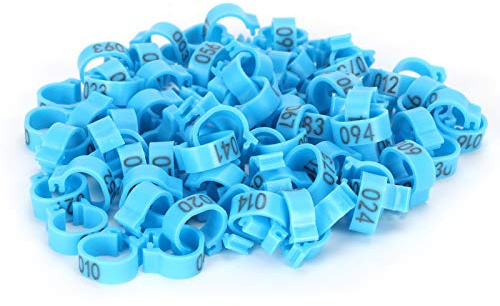 Identifiering med fågelringar, Blå numrerade 001-100 Plast fågelbensband 8 mm 100 st duvringar