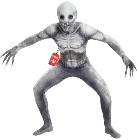 Morphsuits The Rake Monsterdräkt Barnkostym - Grå Heltäckande Skräckdräkt Bodysuit - Rolig Halloween Maskerad