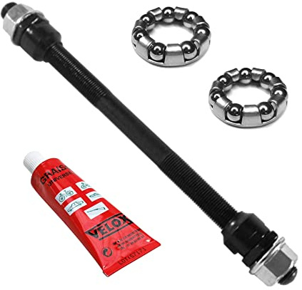 SET SOLID BLACK REAR AXLE 10 x 175 MM + BALL BEARING 1/4 + GREASE BIKE HUB BIKE WHEEL VINTAGE UNIVERSAL CYCLE RETRO CLASSIC L'EROICA SPINDLE STEEL MTB MOUTAIN TRACK SINGLESPEED