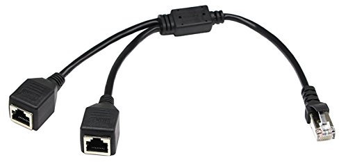 zdyCGTime 1 - Cable de red RJ45 Masculino a 2 RJ45 hembra tipo Y, se utiliza para conmutar redes entre dos ordenadores o para conectar a una impresora, etc. (no se utiliza como separador de red)