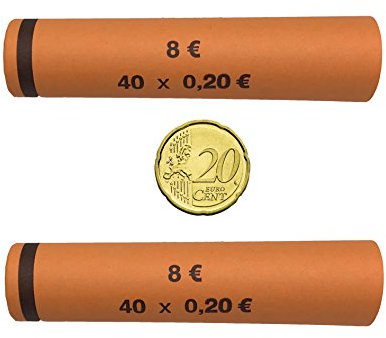 Münzhülsen - Münzpapier gerollt - für alle Münzen von 1 Cent bis 2 Euro (20 Cent - 130 Stück)