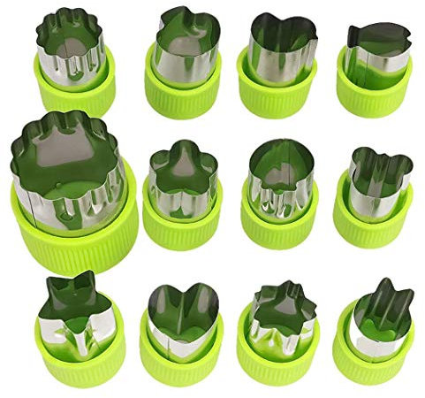 Hoshen 12 Pièces PP Protection Des Mains Couteau à Biscuit En Acier Inoxydable, Couteau En Forme De Fruits Et Légumes De Décoration Bento, Outil De Cuisine Pour Couper Des Formes De Sculpture - Vert