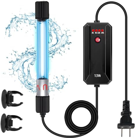 Aquarium Clean Light 13W with Timer, Aquarium Green Algae Clear Fish Tank Water Clean Lamp for Fish Tank,Pond,Swim Pool