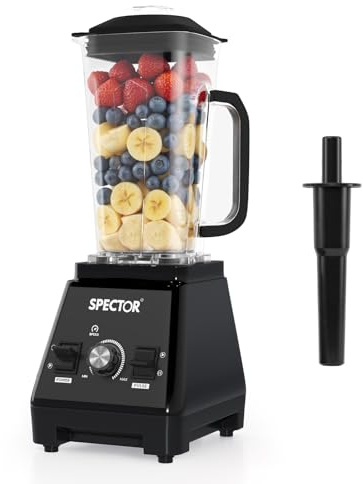 2L Commercial Blender, 1600W Powerful Blender, High-Speed Mixer Food Processor, Juicer Smoothie, Ice Breaker, Ice Crush, 3 Speeds, Stainless steel blades, Motor, Blend, Chop, Grind & Purée, Black