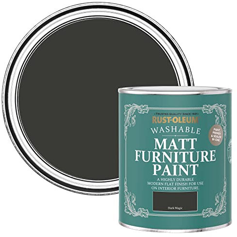 Rust-Oleum Peinture Noir Mate & Lessivable pour Meubles, Finition Mate - Magie Noire 750ml