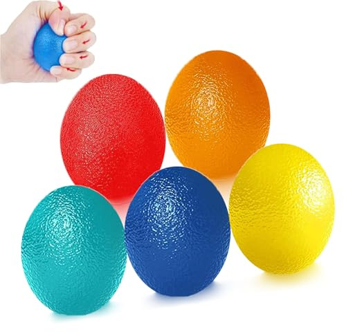 Set de 5 Pelotas Antiestrés para Rehabilitación de Mano, Pelotas Ejercicio Manos Pelota Rehabilitacion Mano, Diferentes Niveles de Dureza Alivio del Estrés y Fortalecedores de Mano para Capacitación