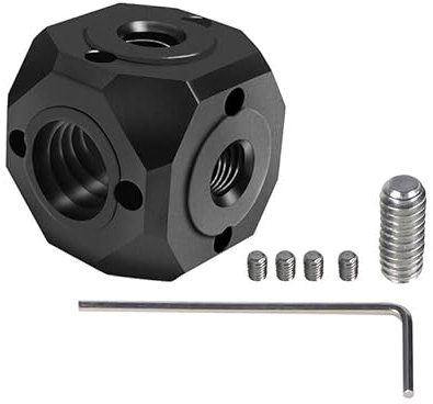 NovelGoal Staffa per foro per vite, adattatore magico cubico per montaggio da 1/4 3/8, compatibile con fotocamere DSLR Go-pro Gabbia, flash, microfono, monitor, treppiede (Magic Cube A)