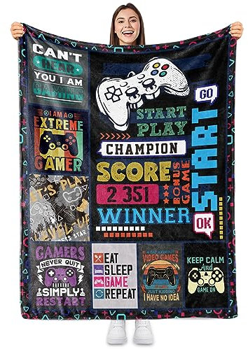 Sowide Gaming Blanket, Game Blanket Gifts for Boys, Soft Fleece Blanket Throw Unique Gift with Video Game Controller, Comfy Lightweight Fuzzy Plush for Men Teens Kids Boyfriend, Couch Nap Bed, 50x60