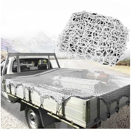 JNNJ Heavy Duty Bungee Trailer Cargo Net with Elasticated Cord for Optimum Load Securing, Corner Markings Accessories for Pickup Truck