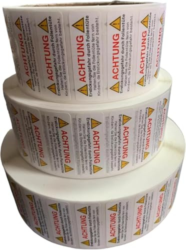 Wiztex Etiquetas adhesivas de advertencia de asfixia, 45 mm x 15 mm, advertencia de seguridad: mantener fuera del alcance de los niños, etiquetas de asfixia, pegatinas (2500 unidades)