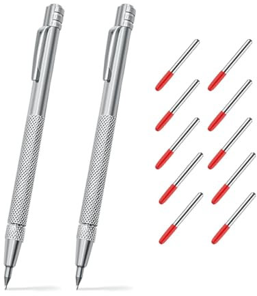 Sarini 2 Penne magnetiche al tungsteno con 10 Punte di Ricambio per pennarelli, Strumento per tracciare Piastrelle in lamiera di Vetro