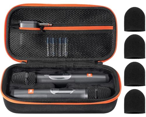 ProCase Microphone Case for JBL Speaker Wireless Two Microphone System, Hard EVA Handheld Dual Mic Travel Bag, Portable Carrying Storage Box for Karaoke,Receiver, Batteries Accessories Holder -Black