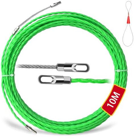 Guia Pasacables 10M, Enhebrador de Alambre Electrico 4,5 mm de Diámetro Guía de Cable con Muelle de Guía, Guia Pasacables Trenzada para Tender Conductos de Cables (10M)