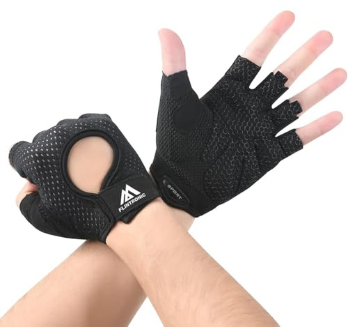 flintronic Gym Gloves, Breathable Training Gloves with Microfiber Fabric, No-Slip Silicone Padded Palm Protection and Extra Grip, Fitness Gloves for Men&Women, Weight Lifting/Cross Fit/Cycling