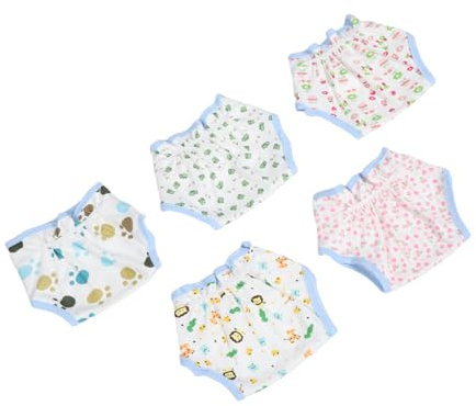 Toddmomy 5pcs Adjustable Cotton Doll Diapers Reusable Nappies Toys Dollhouse Accessories Pretend Play Underwear for Boys and Girls Newborn Dolls