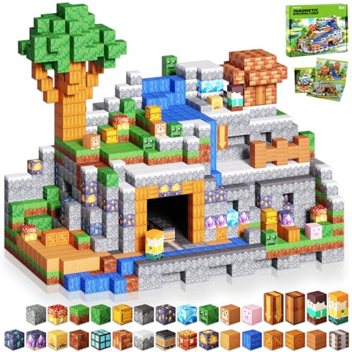 200PCS Magnetic Blocks, Magnet Cubes Building Blocks Toddler Travel Toys for 3-5 5-7 8-13 Year Old Boys Girls, Montessori Sensory Kids Toys & Games, Kids Birthday Decorations Party Favors Gifts