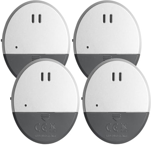 Lot de 4 alarmes de fenêtre ultra fines avec alarme bruyante de 130 dB, détecteur de bris de verre, alarme de porte, alarme de fenêtre, mini système d'alarme autocollant avec capteur de vibrations