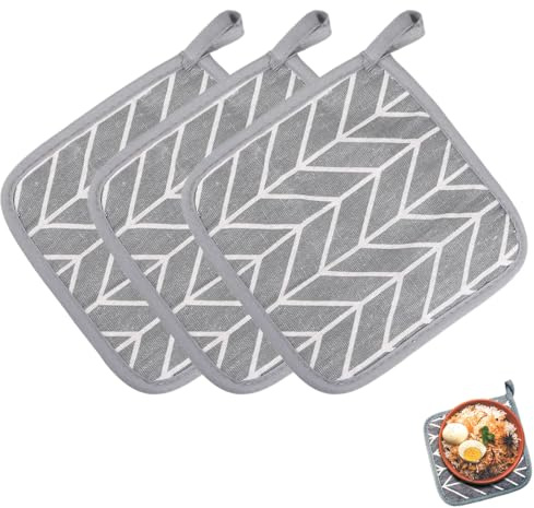 YUVKIN 2 Pezzi Presine Resistenti al Calore, Lavabili e Adatte all'Asciugatrice, Accessori da Cucina per Pentole Calde (17x17 cm) (Grigio)