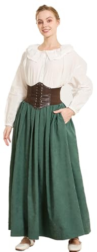 BEAUTELICATE Jupe Longue Médiévale Victorienne Tissu Gratté Épais Chaud Retro Moyen Age Gothique Fêtes Renaissance Costume De Femme Hiver Automne Halloween Noël
