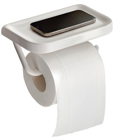 JHAZUN Portarollos Papel Higienico Adhesivo,Portarrollos Baño Sin,Compatible con Varios Tipos de Papel Higiénico Soporte Rollo Papel Higienico,ABS Multifuncional Porta Rollos de Papel Higienico