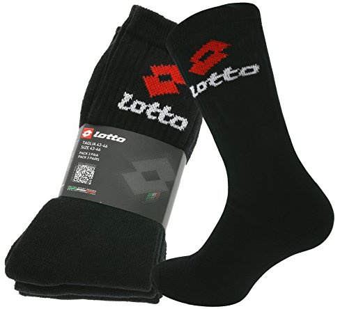 Lotto Paquete de 3 Medias Hombre Calcetines de Tenis Calcetines de Deporte Negro Tenis Ne - Negro, 39-42 (6-8 Gb)