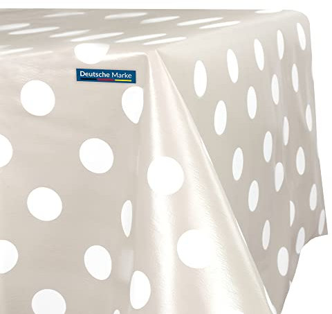 TEXMAXX® Wachstuchtischdecke versch. Größen - 160 x 140 cm/abwaschbare Tischdecke/Wachstischdecke/Wachstuch Tischdecke geeignet als Gartentischdecke - Punkte Muster in Creme-Weiß