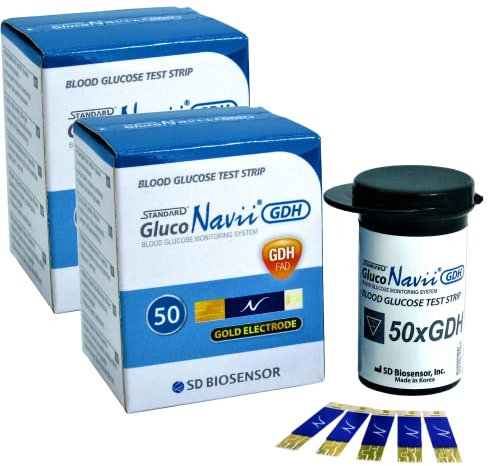 GlucoNavii Blood Glucose Test Strips, 100 Count – Blood Sugar Test Kit Replacement for GlucoNavii Glucometer – No Re-Coding – Fast 5-Second Results – Accurate Blood Sugar Test Strips – Long Expiry