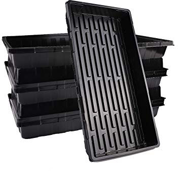 Mengxin 6 Stücke Pflanzschalen Kunststoff Rechteckig Sämling Starter Zuchtschalen zum Sämlinge Pflanzenkeimung Gewächshaus Hydroponik (schwarz)