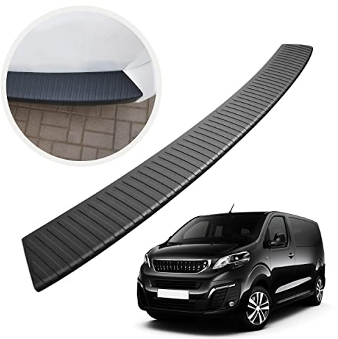 CHROMEMASTER | Compatible avec Peugeot Expert 2016- L1 Compact, L2 Standard | Protection de pare-chocs arrière Plastique, noir mat Protection de seuil de Coffre pour protéger votre voiture des rayures