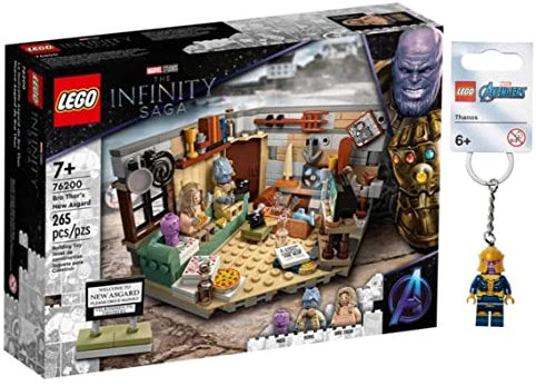 LEGO Marvel Studios 76200 The Infinity Saga: Bro Thor's New Asgard + Thanos Keychain Exclusive Bundle