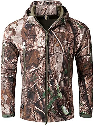 FENG Taktisk jacka herr Softshelljacka Militär kamouflagejacka Vattentät Softshell Fleece höst vinterjacka (Cp Green,L)