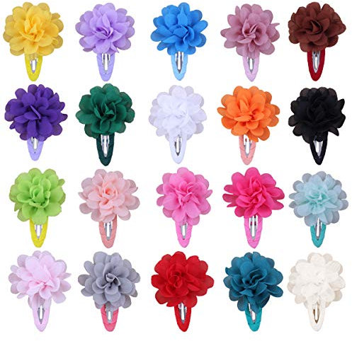 Lot De 20 Pinces à Cheveux pour BéBé Fille Mousseline de Soie Fleur Barrettes épingles à Cheveux Accessoires pour Tout-Petits Enfants, pour Variété de Cheveux Petites Filles Accessoires pour Cheveux