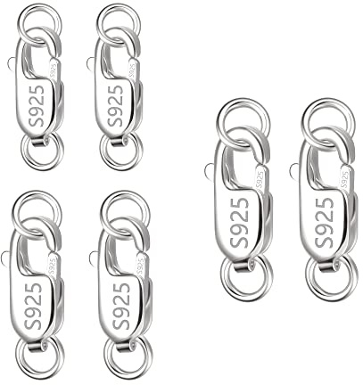 Sterling Silver 925 Rectangle Lobster Claws Clasps Jewelry Making DIY | ALEXCRAFT 6 Pcs Sterling Silver Rectangle Lobster Claws Clasps 8.5/10/12mm Jewelry Making Findings Necklace Bracelet DIY