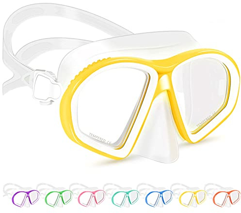 Supertrip Kids Swimming Goggles with Nose Cover | Tempered Glass Swim Goggles Diving Mask Snorkel Mask for Kids 6-14