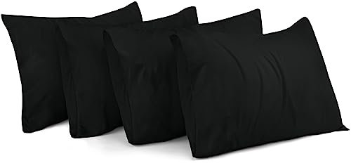 Utopia Bedding - Kissenbezug 40x60 4er Set - Kopfkissenbezug 40 x 60 aus 100% gebürsteter Mikrofaser mit Umschlagverschluss - Falten-, verblassen- und schmutzabweisende Kissenbezüge 40x60 - Schwarz