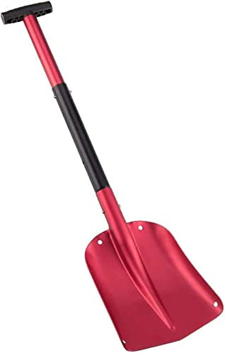 Klappschaufel Schnee,Aluminiumschneeschieber, Schneeräumer Mit Holzstiel Und D-Griff, Ergonomische Schneeschüppe, Robuste Schneeschippe-red