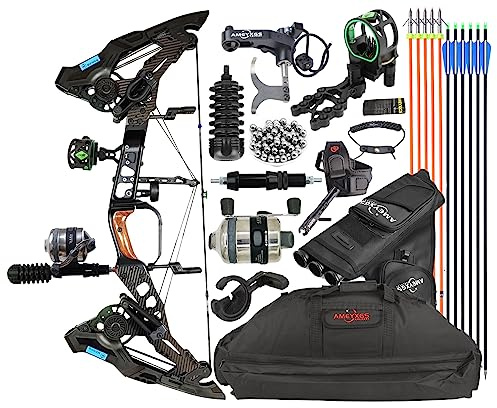 Surwolf Compound Bow Kit 21.5-60lbs Adjustable Steel Ball Archery Set for Adult Right Hand Outdoor Hunting and Bowfishing (Fishing Set)