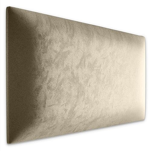Muralo Panel acolchado de pared de terciopelo, panel acolchado de tela, para dormitorio, salón, cama, cabecero de cama, cojín lumbar, moderno y lujoso, panel acolchado (crema, 60 cm x 30 cm)