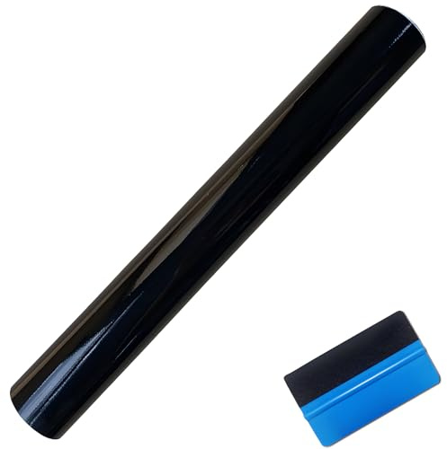 NewL High Gloss Black Car Vinyl Film Air-Release Self Adhesive 150 x 300 cm | Ultra-rich black tone shining like polished paint, stretchable & repositionable adhesive, for automotive outdoor applications