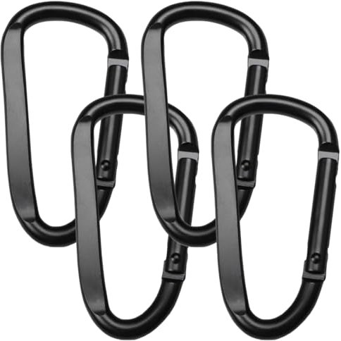 YOYEAH 4 Stück Schraubkarabiner-Set, Karabinerhaken aus Aluminium, belastbar und robust, Materialkarabiner für Camping, Wandern und mehr - Schwarz