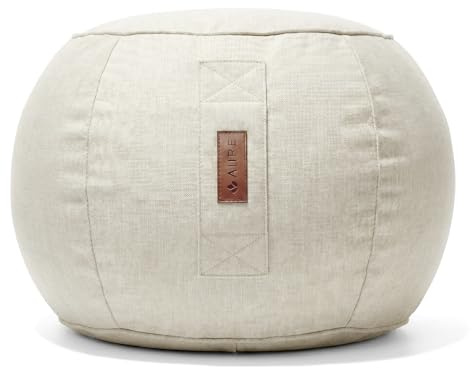 Aiire Puff Exterior Jardín Moderno - Sillón Puf con Relleno Incluido para Piscina, Terraza o Salón - Tejido Premium Resistente al Agua y Rayos UV - Reposapiés Puff a Juego Beige